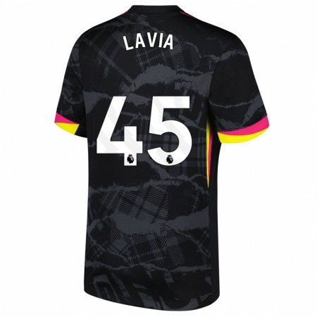 Kandiny Kinder Roméo Lavia #45 Schwarz Rosa Ausweichtrikot Trikot 2024/25 T-Shirt