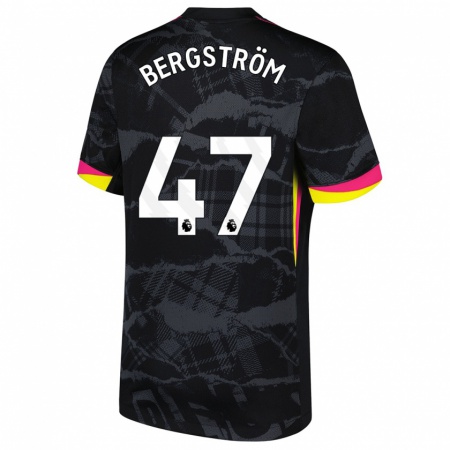 Kandiny Kinder Lucas Bergström #47 Schwarz Rosa Ausweichtrikot Trikot 2024/25 T-Shirt