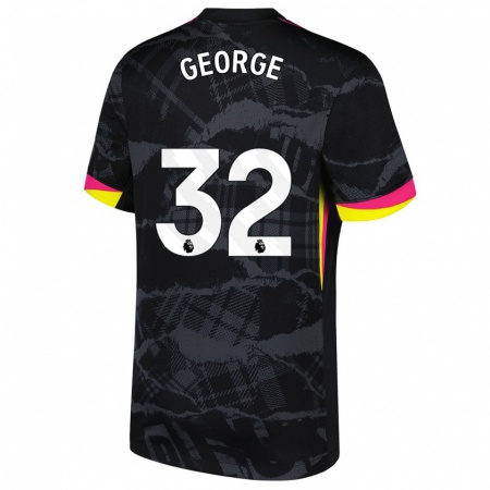 Kandiny Kinder Tyrique George #32 Schwarz Rosa Ausweichtrikot Trikot 2024/25 T-Shirt