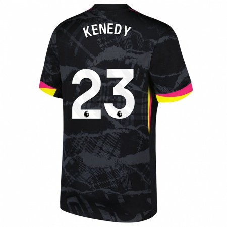 Kandiny Kinder Robert Kenedy #23 Schwarz Rosa Ausweichtrikot Trikot 2024/25 T-Shirt