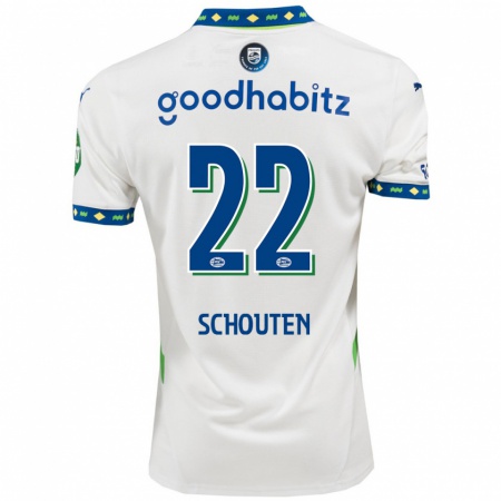 Kandiny Kinder Jerdy Schouten #22 Weiß Dunkelblau Ausweichtrikot Trikot 2024/25 T-Shirt