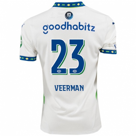 Kandiny Kinder Joey Veerman #23 Weiß Dunkelblau Ausweichtrikot Trikot 2024/25 T-Shirt