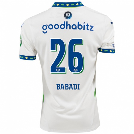 Kandiny Kinder Isaac Babadi #26 Weiß Dunkelblau Ausweichtrikot Trikot 2024/25 T-Shirt