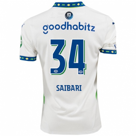 Kandiny Kinder Ismael Saibari #34 Weiß Dunkelblau Ausweichtrikot Trikot 2024/25 T-Shirt