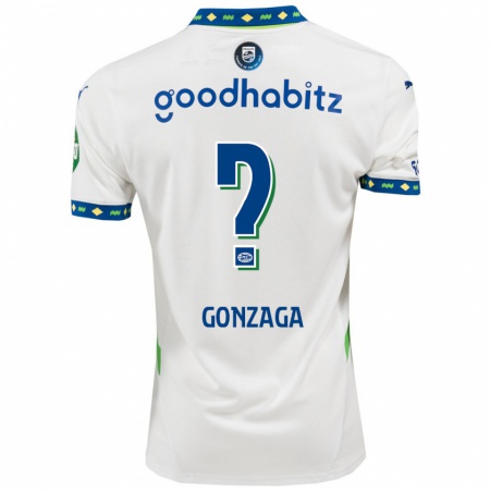 Kandiny Kinder Jamal Gonzaga #0 Weiß Dunkelblau Ausweichtrikot Trikot 2024/25 T-Shirt