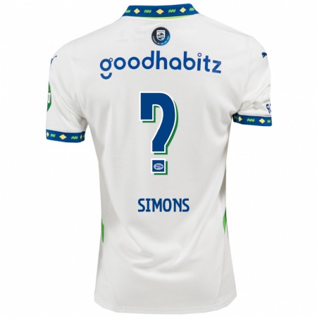 Kandiny Kinder Jevon Simons #0 Weiß Dunkelblau Ausweichtrikot Trikot 2024/25 T-Shirt