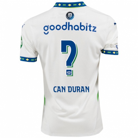 Kandiny Kinder Emre Can Duran #0 Weiß Dunkelblau Ausweichtrikot Trikot 2024/25 T-Shirt