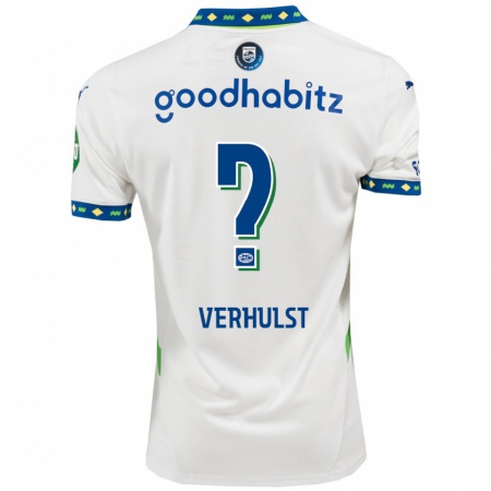 Kandiny Kinder Gino Verhulst #0 Weiß Dunkelblau Ausweichtrikot Trikot 2024/25 T-Shirt