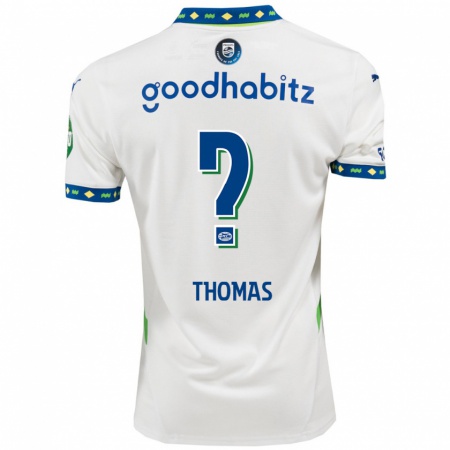 Kandiny Kinder Ayodele Thomas #0 Weiß Dunkelblau Ausweichtrikot Trikot 2024/25 T-Shirt