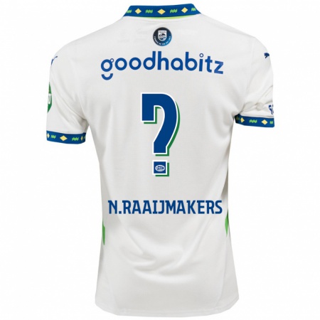 Kandiny Kinder Niels Raaijmakers #0 Weiß Dunkelblau Ausweichtrikot Trikot 2024/25 T-Shirt