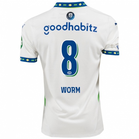 Kandiny Kinder Siri Worm #8 Weiß Dunkelblau Ausweichtrikot Trikot 2024/25 T-Shirt