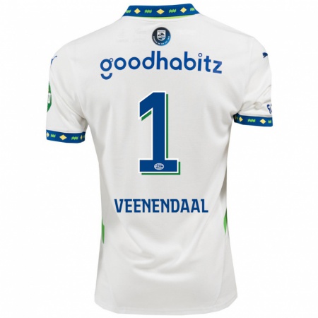 Kandiny Kinder Sari Van Veenendaal #1 Weiß Dunkelblau Ausweichtrikot Trikot 2024/25 T-Shirt