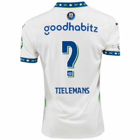 Kandiny Kinder Mathijs Tielemans #0 Weiß Dunkelblau Ausweichtrikot Trikot 2024/25 T-Shirt