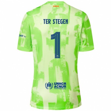 Kandiny Kinder Marc-André Ter Stegen #1 Limettengrün Ausweichtrikot Trikot 2024/25 T-Shirt