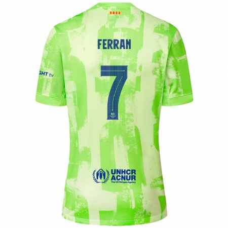 Kandiny Kinder Ferran Torres #7 Limettengrün Ausweichtrikot Trikot 2024/25 T-Shirt