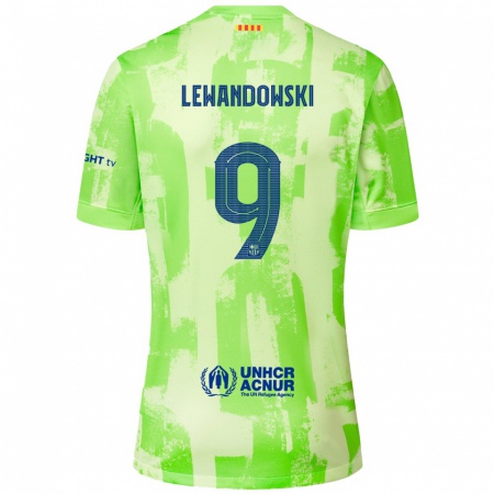 Kandiny Kinder Robert Lewandowski #9 Limettengrün Ausweichtrikot Trikot 2024/25 T-Shirt