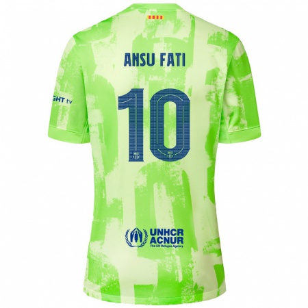 Kandiny Kinder Ansu Fati #10 Limettengrün Ausweichtrikot Trikot 2024/25 T-Shirt