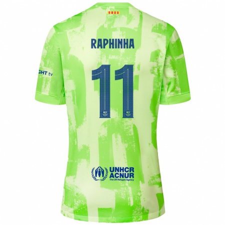 Kandiny Kinder Raphinha #11 Limettengrün Ausweichtrikot Trikot 2024/25 T-Shirt