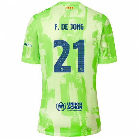 Kandiny Kinder Frenkie De Jong #21 Limettengrün Ausweichtrikot Trikot 2024/25 T-Shirt