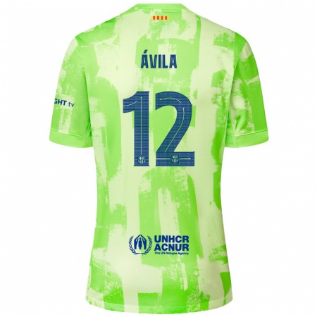 Kandiny Kinder Dani Ávila #12 Limettengrün Ausweichtrikot Trikot 2024/25 T-Shirt