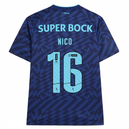 Kandiny Kinder Nico González #16 Marineblau Ausweichtrikot Trikot 2024/25 T-Shirt