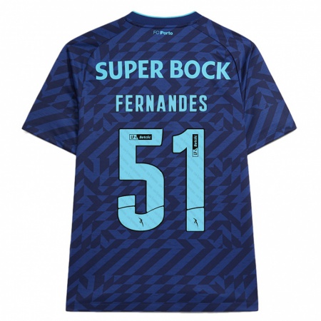 Kandiny Kinder Diogo Fernandes #51 Marineblau Ausweichtrikot Trikot 2024/25 T-Shirt