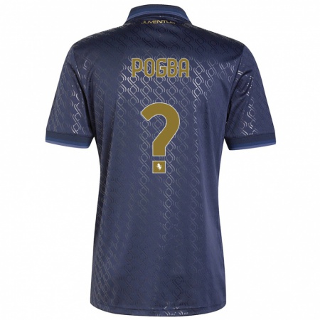 Kandiny Kinder Paul Pogba #0 Marineblau Ausweichtrikot Trikot 2024/25 T-Shirt