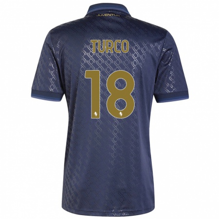 Kandiny Kinder Nicolo Turco #18 Marineblau Ausweichtrikot Trikot 2024/25 T-Shirt