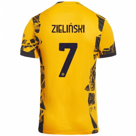 Kandiny Kinder Piotr Zieliński #7 Gold Schwarz Ausweichtrikot Trikot 2024/25 T-Shirt