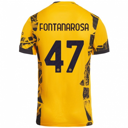 Kandiny Kinder Alessandro Fontanarosa #47 Gold Schwarz Ausweichtrikot Trikot 2024/25 T-Shirt