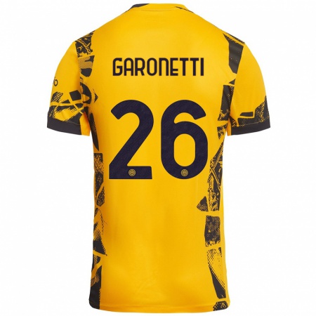 Kandiny Kinder Gabriele Garonetti #26 Gold Schwarz Ausweichtrikot Trikot 2024/25 T-Shirt