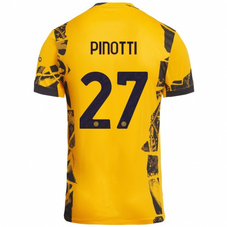 Kandiny Kinder Manuel Pinotti #27 Gold Schwarz Ausweichtrikot Trikot 2024/25 T-Shirt