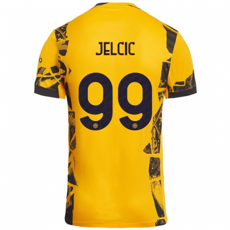 Kandiny Kinder Maja Jelčić #99 Gold Schwarz Ausweichtrikot Trikot 2024/25 T-Shirt