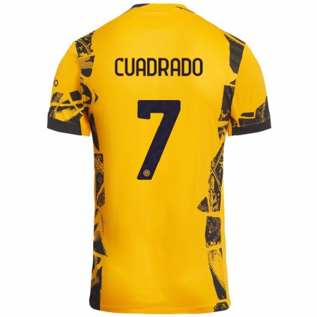 Kandiny Kinder Juan Cuadrado #7 Gold Schwarz Ausweichtrikot Trikot 2024/25 T-Shirt