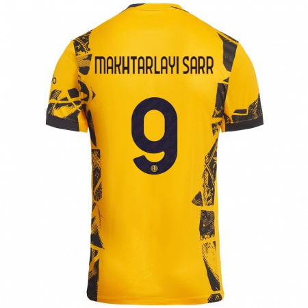 Kandiny Kinder Amadou Makhtarlayi Sarr #9 Gold Schwarz Ausweichtrikot Trikot 2024/25 T-Shirt