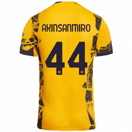 Kandiny Kinder Ebenezer Akinsanmiro #44 Gold Schwarz Ausweichtrikot Trikot 2024/25 T-Shirt