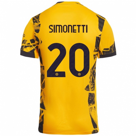 Kandiny Kinder Flaminia Simonetti #20 Gold Schwarz Ausweichtrikot Trikot 2024/25 T-Shirt