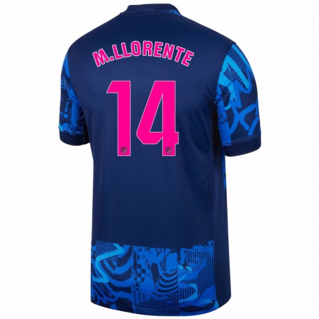 Kandiny Kinder Marcos Llorente #14 Königsblau Ausweichtrikot Trikot 2024/25 T-Shirt