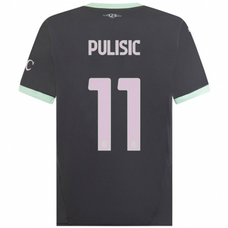 Kandiny Kinder Christian Pulisic #11 Grau Ausweichtrikot Trikot 2024/25 T-Shirt