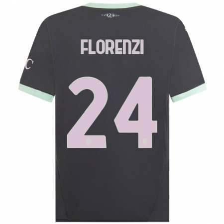 Kandiny Kinder Alessandro Florenzi #24 Grau Ausweichtrikot Trikot 2024/25 T-Shirt