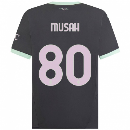 Kandiny Kinder Yunus Musah #80 Grau Ausweichtrikot Trikot 2024/25 T-Shirt