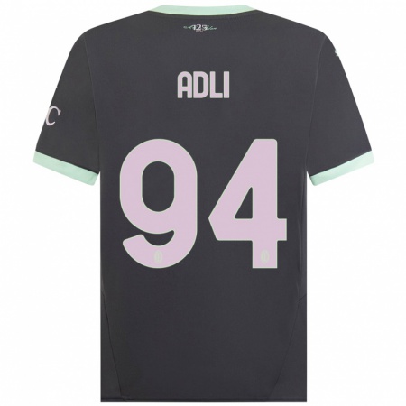 Kandiny Kinder Yacine Adli #94 Grau Ausweichtrikot Trikot 2024/25 T-Shirt