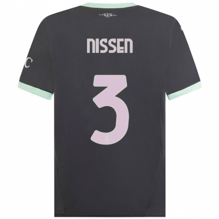 Kandiny Kinder Fredrik Nissen #3 Grau Ausweichtrikot Trikot 2024/25 T-Shirt