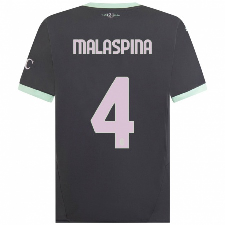 Kandiny Kinder Mattia Malaspina #4 Grau Ausweichtrikot Trikot 2024/25 T-Shirt