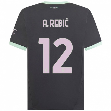 Kandiny Kinder Ante Rebic #12 Grau Ausweichtrikot Trikot 2024/25 T-Shirt