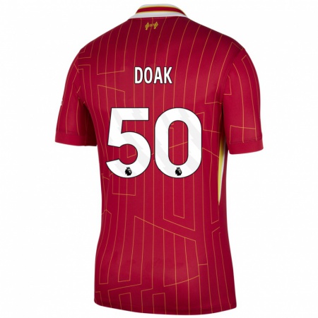 Kandiny Herren Ben Doak #50 Rot Gelb Weiß Heimtrikot Trikot 2024/25 T-Shirt