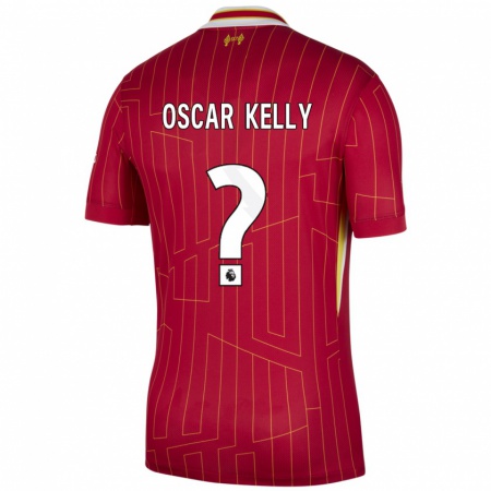 Kandiny Herren Oscar Kelly #0 Rot Gelb Weiß Heimtrikot Trikot 2024/25 T-Shirt