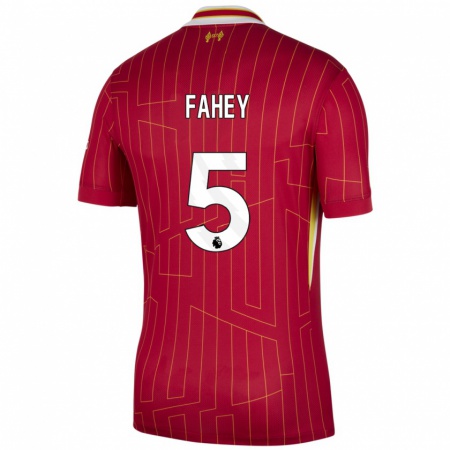 Kandiny Herren Niamh Fahey #5 Rot Gelb Weiß Heimtrikot Trikot 2024/25 T-Shirt