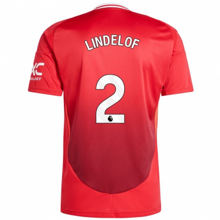 Kandiny Herren Victor Lindelöf #2 Hellrot Heimtrikot Trikot 2024/25 T-Shirt