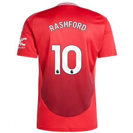 Kandiny Herren Marcus Rashford #10 Hellrot Heimtrikot Trikot 2024/25 T-Shirt